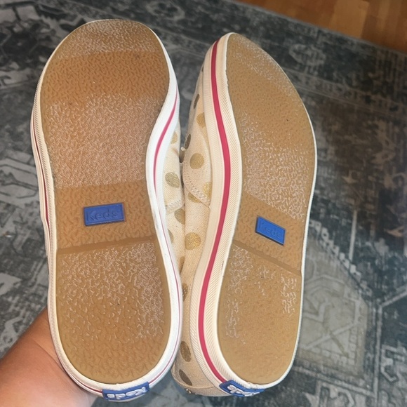 Kate Spade Keds Gold and White Sneakers with Polka Dot Design size 9.5 - Picture 10 of 10